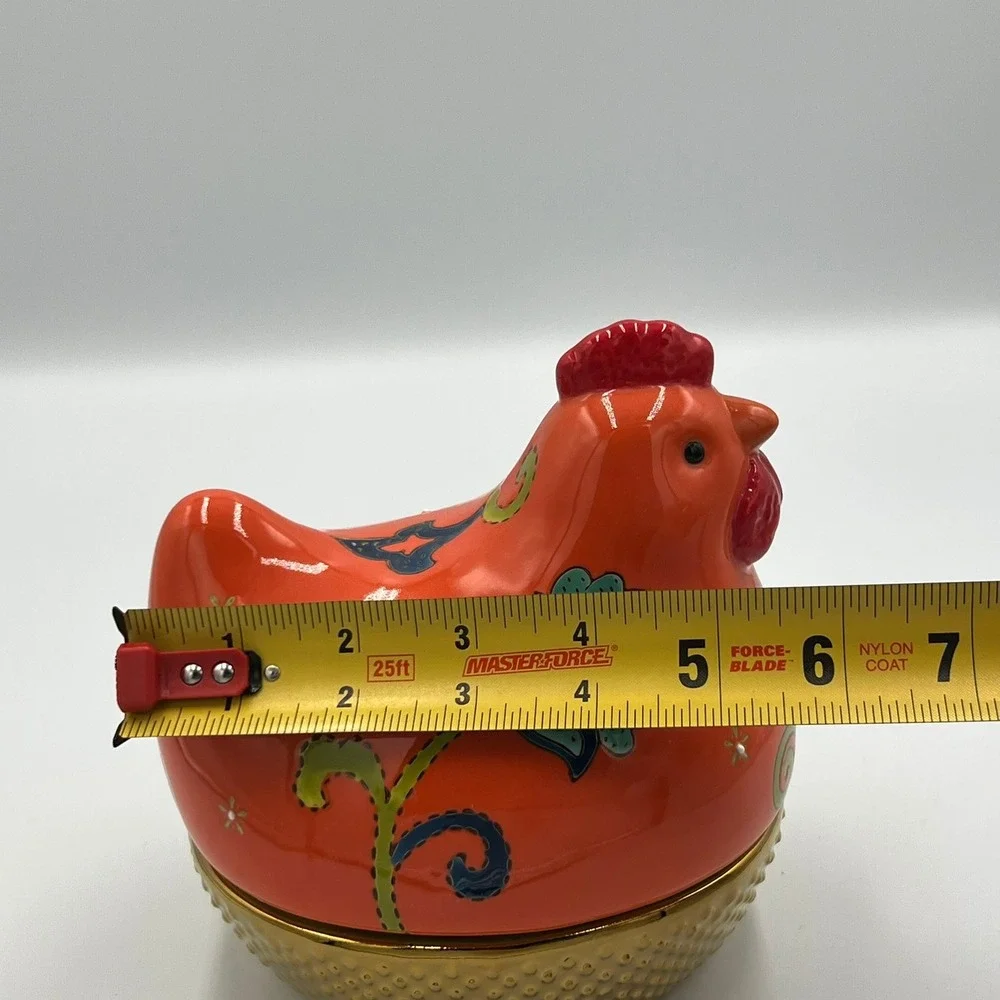 Royal Hen on Nest Candy Dish Unisex OS Orange NWOT Floral Ceramic Gold Base‎